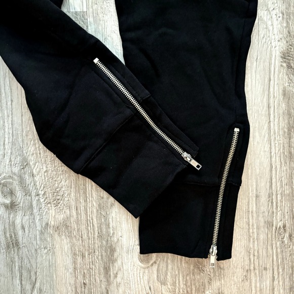 ZARA Man Zipper Knit Jogger Pants Medium Black Moto Sweatpants - Picture 3 of 7